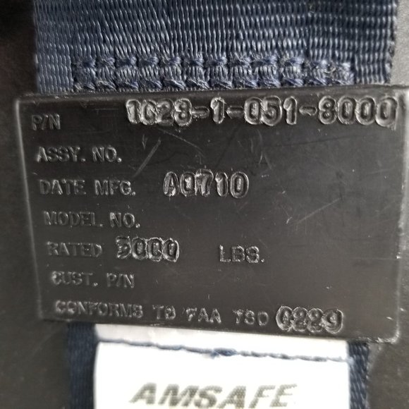 Universal Airline AmSafe Seat Belt Extender Adjustable Navy Blue FAA Type A E-4 - Picture 4 of 9